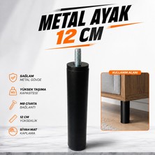 Nzb (1 Adet) Metal Ayak Siyah 12 cm Mobilya Baza Sehpa Dolap Masa Ayağı Modern Tasarım