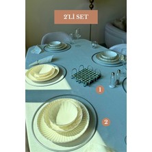 Edora Home 2’li Set Mat Gümüş 6'lı Supla Kare Peçetelik Mutfak Seti