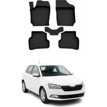 Omac Skoda Fabia 3 2014-2021 Uyumlu 4d Havuzlu Paspas Kauçuk Siyah 5 Parça