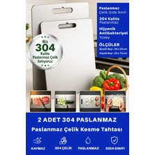 Just Art 2 Adet Paslanmaz Çelik Mutfak Kesme Tahtası Et Sebze Doğrama Tahtası