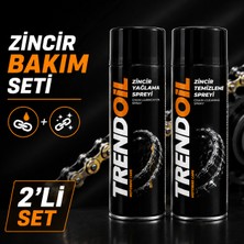 Trendoil Motosiklet Zincir Bakım Seti – Zincir Yağlama Spreyi 500 ml + Zincir Temizleme Spreyi 500 ml 2'li Set