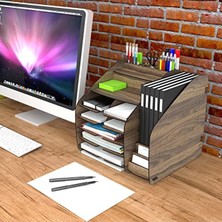 Odea A4 Masaüstü Evrak Rafı, Ceviz Renkli Organizer Tasarımı