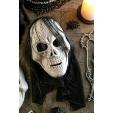 Odea Halloween Maske Iskelet Kuru Kafa Tüllü Siyah Beyaz