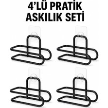 Beruflic Siyah Metal Wc Kağıtlık Yapışkanlı Duvar Tipi Tuvalet Kağıdı Tutucu Seti 4 Adet