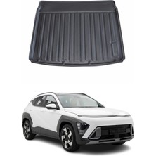 Omac Hyundai Kona Suv 2023+ Uyumlu Araca Özel Kauçuk Tpe Bagaj Havuzu Siyah Alt Kademe Için