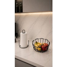 Edora Home 2’li Set Siyah Dik Kağıt Havluluk Misketli Oval Köşeli Meyve Sepeti Mutfak Seti