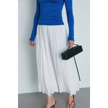 Suud Collection Ekru Donette Piliseli Etek Uzun Pamuk Kumaş Günlük Stil Rahatlık