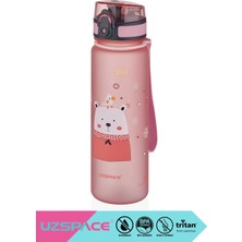 Uzspace 500ml Yeni Koleksiyon Sevimli Hayvanlar Desenli Soft-Touch Yüzeyli Gövde El Askılı Kilitlenebilir Sızdırmaz Kapaklı Tritan Çocuk Okul Su Matarası Suluğu BPA Yok Koku Yok