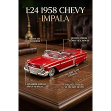 Odea 1:24 1958 Chevy Impala Metal Lisanslı Model Araba - Kırmızı Koleksiyonluk