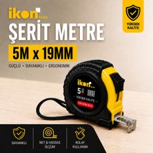 Ikon Tools Şerit Metre 5 m x 19 mm Dayanıklı, Ergonomik ve Hassas Ölçüm İçin Profesyonel Kullanım