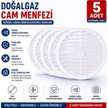 Trendhane 5 Adet Doğalgaz Cam Menfezi Beyaz 160 mm Havalandırma Izgarası Dayanıklı Plastik