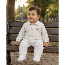 Mummys Love Erkek Çocuk Müslin Tulum ve Şapka - %100 Doğal Pamuk - Gri