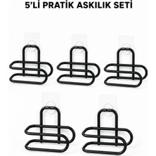Siyah Metal Wc Kağıtlık Yapışkanlı Tuvalet Kağıdı Rulo Tutucu 5 Adet Avantajlı Set - Lisinya