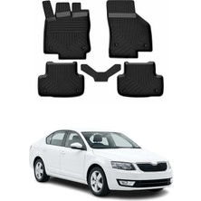 Omac Skoda Octavia 3 2013-2019 Uyumlu 4d Havuzlu Paspas Kauçuk Siyah 5 Parça