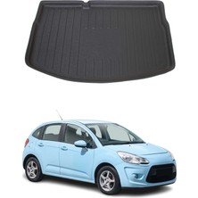 Omac Citroen C3 2010-2016 Arası Uyumlu Araca Özel Kauçuk Tpe Bagaj Havuzu Siyah Kalın Stepneli Model Için