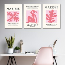 Tilki Dünyası Henri Matisse 3'lü Kanvas Tablo Seti - Pembe Estetik Soyut Duvar Tablosu Seti Modern Salon ve Yatak Odası Dekorasyonu
