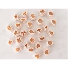 Craftelle Mikro Figürlü Özel Tasarım Polimer Kil ve Kurabiye Kalıp Seti, 29 Parça, 1 cm Boyutunda