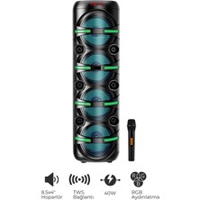 Seyutech Bluetooth Hoparlör Rgb LED Işıklı Karaoke Mikrofon Hediyeli Taşınabilir Parti Speaker
