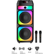 Seyutech Bluetooth Hoparlör Rgb LED Işıklı Karaoke Mikrofon Hediyeli Taşınabilir Parti Speaker