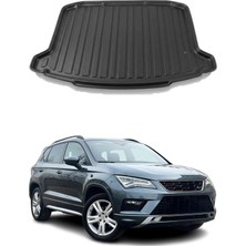 Omac Seat Ateca / 4x2 2017+ Uyumlu Araca Özel Kauçuk Tpe Bagaj Havuzu Siyah Kulaklı Için