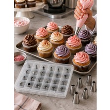 YDGR 24’lü Paslanmaz Çelik Pasta Krema Duy Seti – Kek, Cupcake ve Pasta Süsleme Uçları
