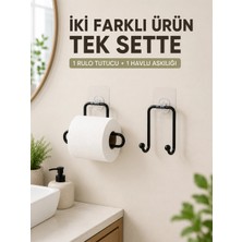Beruflic Pratik Yapışkanlı Rulo Kağıtlık ve Havlu Bez Askılığı 2 Parça Düzenleyici Set