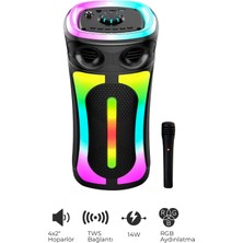 Seyutech Bluetooth Hoparlör Rgb LED Işıklı Karaoke Mikrofon Hediyeli Taşınabilir Parti Speaker
