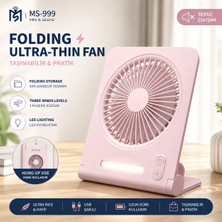 farissu MS-999 Katlanabilir Ultra Ince Şarjlı Masa & Duvar Vantilatörü (Led Işıklı)
