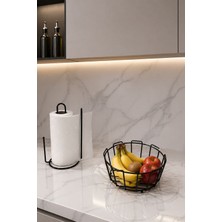 Edora Home 2’li Set Siyah Dik Kağıt Havluluk Ayraçlı Oval Köşeli Meyve Sepeti Mutfak Seti