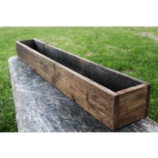 Empressco Ahşap Aranjman Sukulent Dekoratif Uzun Ince Saksı Long Eskitme 50X5X5 Koyu Renk