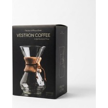 Vestron Chemex Borosilikat Cam Kahve Demleme Sürahisi Ahşap Tutacaklı Filtre Kahve Karafı 800 ml VCT