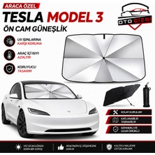 OtoÇizgi Tesla Model 3 Şemsiye Tip Ön Cam Güneşliği Katlanabilir Uv Korumalı Araç Cam Güneşlik