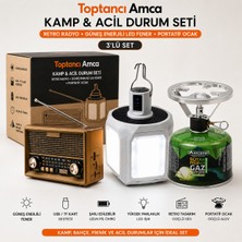 Toptancı Amca 3'lü Kamp & Acil Durum Seti Güneş Enerjili LED Fener Solar Radyo Portatif Gazlı Ocak 3 Lü Kamp Seti Doğada Yanınızda