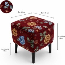 Co Art Home Dekoratif Puf & Bench 40X40 cm Ayak Uzatma Koltuğu - Bordo