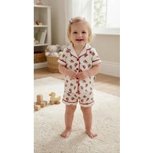 Sinem Çeyiz Dlş 6143 Kız Bebek %100 Pamuk Karpuzlu Boydan Düğmeli Şortlu Pijama Takım