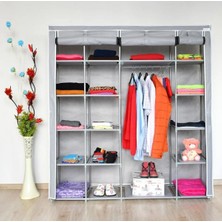 Dzgn Home Starck Xtra Çift Yandan Raflı Çelik Profilli Bez Dolap - Gri