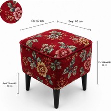 Co Art Home Dekoratif Puf & Bench 40X40 cm Ayak Uzatma Koltuğu - Kırmızı