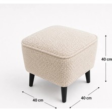 Co Art Home Dekoratif Puf & Bench 40X40 cm Ayak Uzatma Koltuğu - Krem