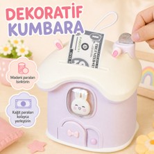 Rey Point Anahtarlı Tavşan Desenli Kumbara Para Biriktirme Dekor - Pembe