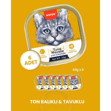 Wanpy Mousse Ton Balıklı & Tavuklu Alutray Kedi Yaş Maması 6x40 gr