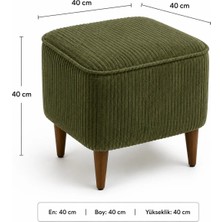 Co Art Home Dekoratif Puf & Bench 40X40 cm Ayak Uzatma Koltuğu - Haki