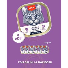 Wanpy Mousse Ton Balıklı & Karidesli  Alutray Kedi Yaş Maması 6x40 gr