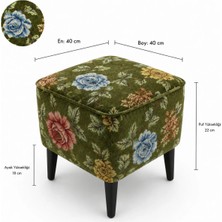 Co Art Home Dekoratif Puf & Bench 40X40 cm Ayak Uzatma Koltuğu - Yeşil