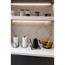 Edora Home 4’lü Set Siyah Kuğu Peçetelik Dik Kağıt Havluluk Nihale Oval Köşeli Meyve Sepeti Mutfak Seti