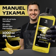 Grass Wash & Wax Cilalı Oto Şampuanı 1 L Karnauba Vakslı Boya Koruyucu Elde Yıkama