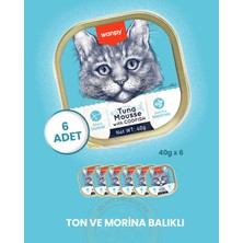 Wanpy Mousse Ton Balıklı & Morina Balıklı Alutray Kedi Yaş Maması 6x40 gr