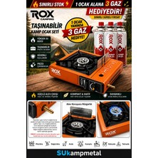 Rox Camping 0189 Turuncu Portatif Kamp Ocak 3lü Gaz Hediyeli