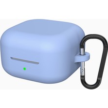 Coverzone Samsung Galaxy Buds 4 ile Uyumlu / Buds 4 Pro Için True Wireless Earbuds Silkguard Soft Yumuşak Pürüzsüz Silikon Kılıf, Askı Aparatı Dahil   Mavi
