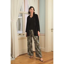 L'ombre Çiçek Yaprak ve Etnik Desenli Dantelli 3lü Pijama Takımı
