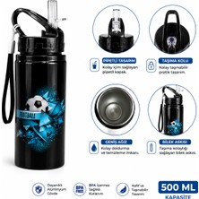 Belkıs Kırtasiye Alüminyum Matara 500 ml Çocuk Su Matarası Pipetli Sızdırmaz Dayanıklı Taşıma Ipli